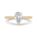 14K Yellow Gold Cushion Cut Diamond Solitaire Plus Engagement Ring (Semi-Mount)