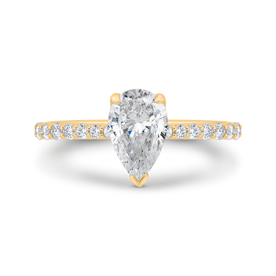 14K Yellow Gold Cushion Cut Diamond Solitaire Plus Engagement Ring (Semi-Mount)