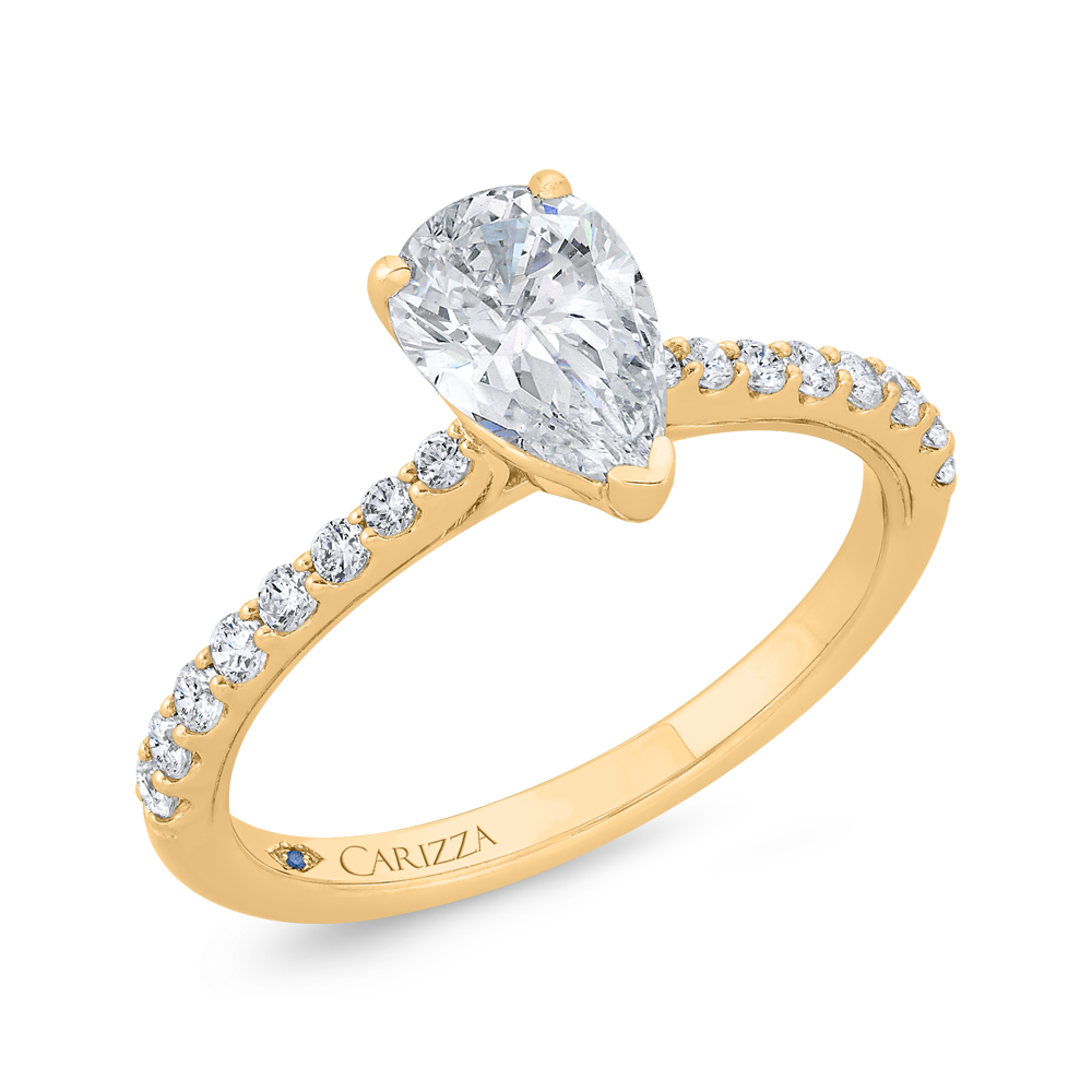 14K Yellow Gold Cushion Cut Diamond Solitaire Plus Engagement Ring (Semi-Mount)