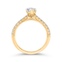14K Yellow Gold Cushion Cut Diamond Solitaire Plus Engagement Ring (Semi-Mount)