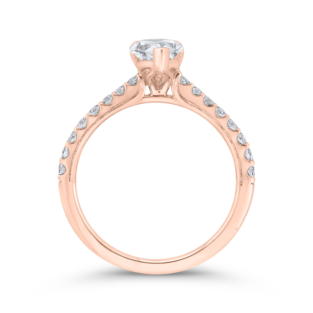 Cushion Cut Diamond Solitaire Plus Engagement Ring in 14K Rose Gold (Semi-Mount)