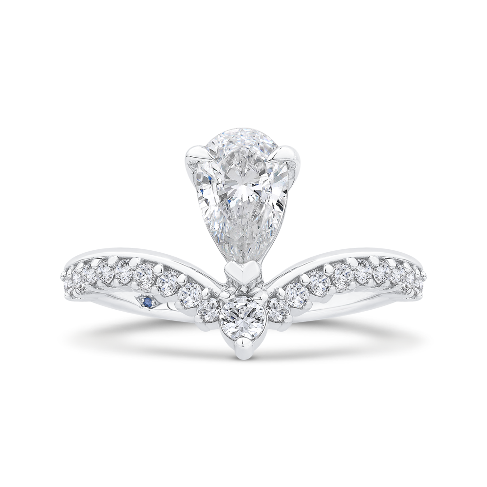 14K White Gold Pear Diamond Engagement Ring (Semi-Mount)