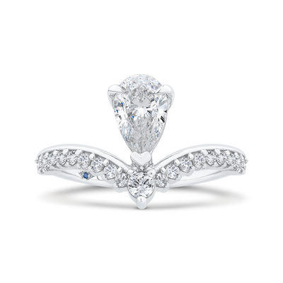 14K White Gold Pear Diamond Engagement Ring (Semi-Mount)