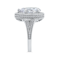 Pear Diamond Halo Engagement Ring In 14K White Gold with Split Shank (Semi-Mount)