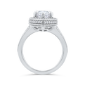 Pear Diamond Halo Engagement Ring In 14K White Gold with Split Shank (Semi-Mount)