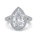 Pear Diamond Halo Engagement Ring In 14K White Gold with Split Shank (Semi-Mount)