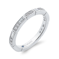 Round and Baguette Cut Diamond Wedding Band in 14K White Gold