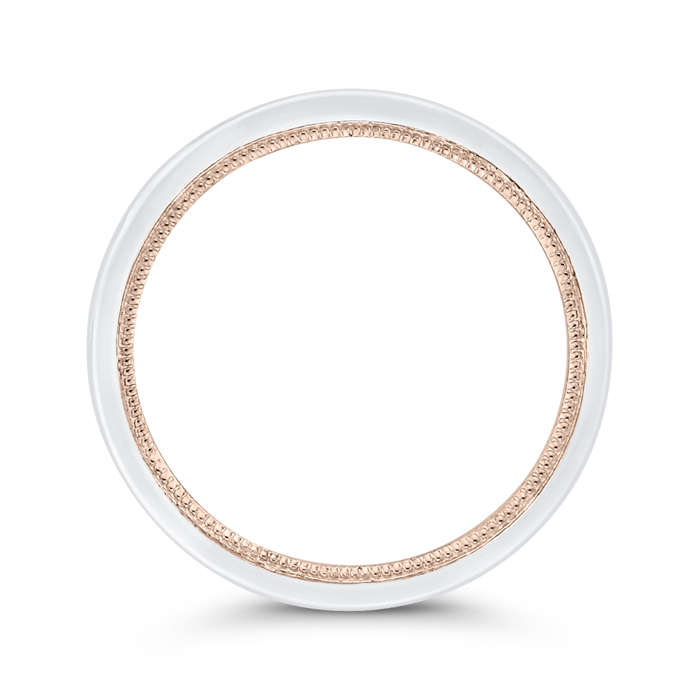 Round Diamond Half-Eternity Wedding Band in 14K Two Tone Gold