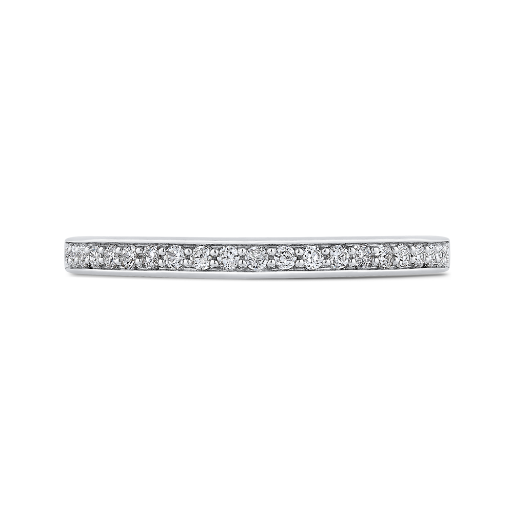 Round Diamond Half-Eternity Wedding Band in 14K Two Tone Gold