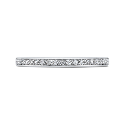Round Diamond Half-Eternity Wedding Band in 14K Two Tone Gold