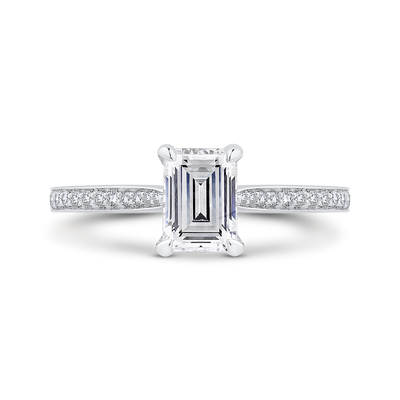 Emerald Cut Diamond Engagement Ring in 14K White Gold (Semi-Mount)