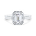 Emerald Cut Diamond Engagement Ring with Round Shank in 14K White Gold (Semi-Mount)