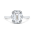 Emerald Cut Diamond Engagement Ring with Round Shank in 14K White Gold (Semi-Mount)