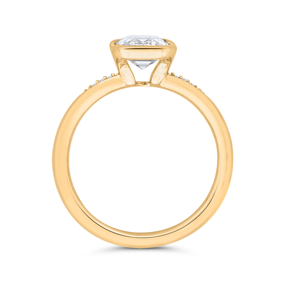 14K Yellow Gold Emerald Cut Diamond Engagement Ring (Semi-Mount)