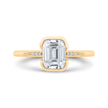 14K Yellow Gold Emerald Cut Diamond Engagement Ring (Semi-Mount)