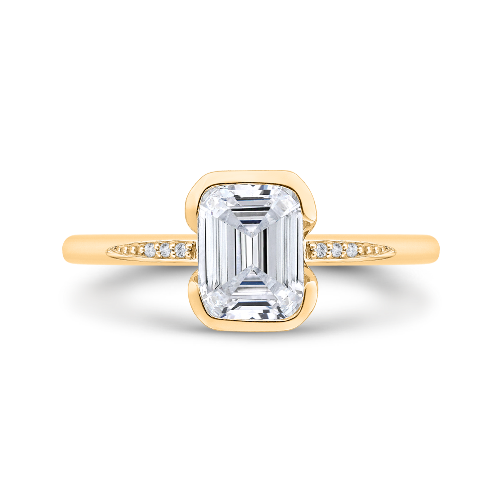 14K Yellow Gold Emerald Cut Diamond Engagement Ring (Semi-Mount)