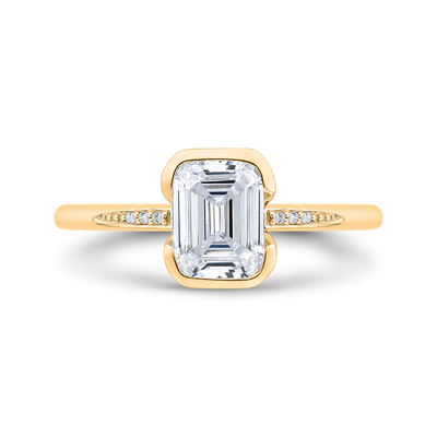 14K Yellow Gold Emerald Cut Diamond Engagement Ring (Semi-Mount)
