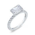 14K White Gold Emerald Cut Diamond Engagement Ring (Semi-Mount)