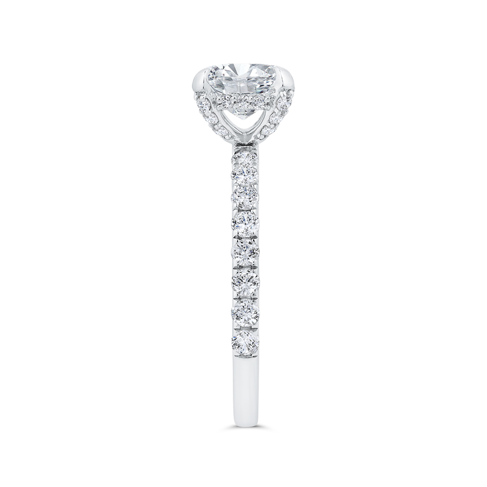 14K White Gold Emerald Cut Diamond Engagement Ring (Semi-Mount)