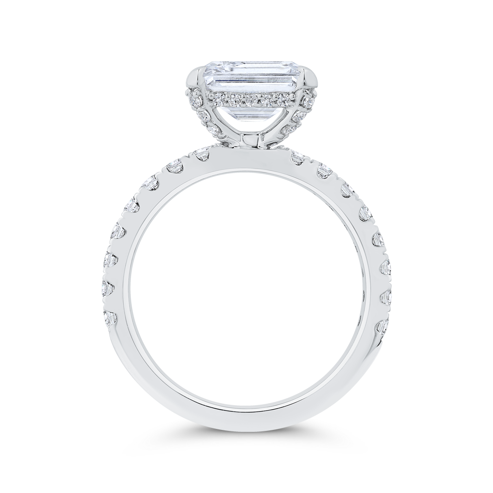 14K White Gold Emerald Cut Diamond Engagement Ring (Semi-Mount)