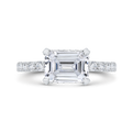 14K White Gold Emerald Cut Diamond Engagement Ring (Semi-Mount)