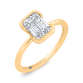 14K Yellow Gold Emerald Cut Diamond Solitaire Engagement Ring (Semi-Mount)