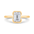 14K Yellow Gold Emerald Cut Diamond Solitaire Engagement Ring (Semi-Mount)