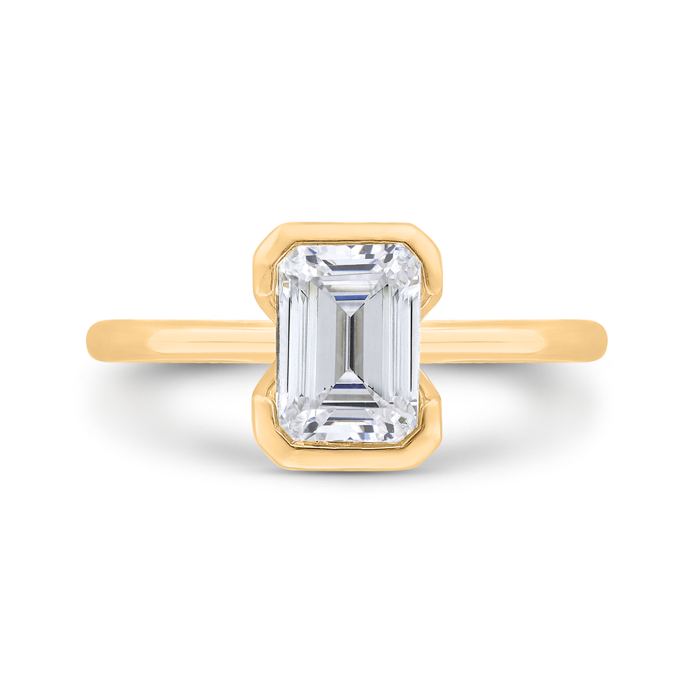 14K Yellow Gold Emerald Cut Diamond Solitaire Engagement Ring (Semi-Mount)
