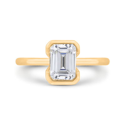 14K Yellow Gold Emerald Cut Diamond Solitaire Engagement Ring (Semi-Mount)