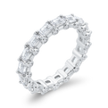 14K White Gold with Round & Emerald Diamond Eternity Ring
