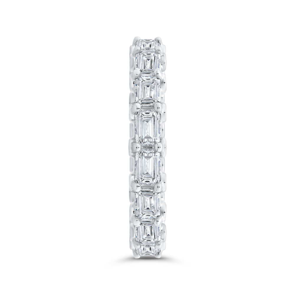 14K White Gold with Round & Emerald Diamond Eternity Ring