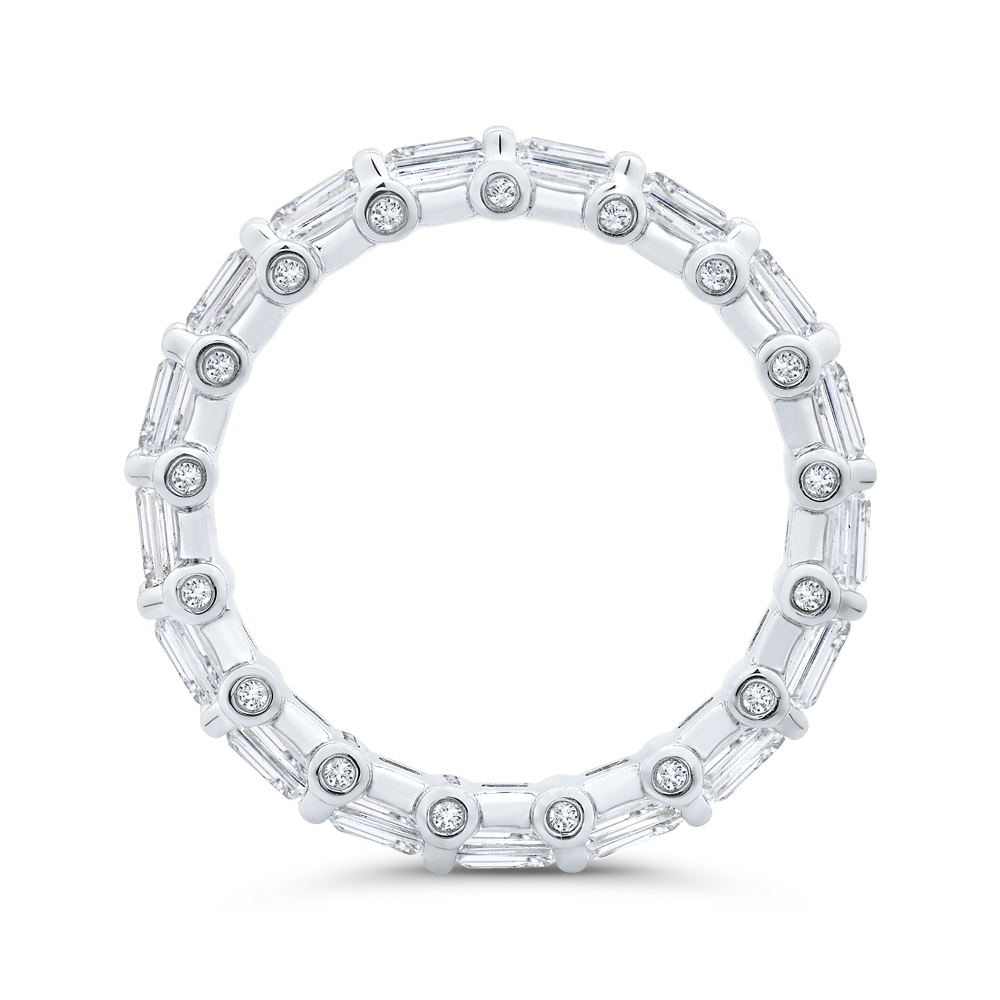 14K White Gold with Round & Emerald Diamond Eternity Ring
