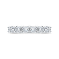 14K White Gold with Round & Emerald Diamond Eternity Ring