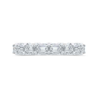 14K White Gold with Round & Emerald Diamond Eternity Ring