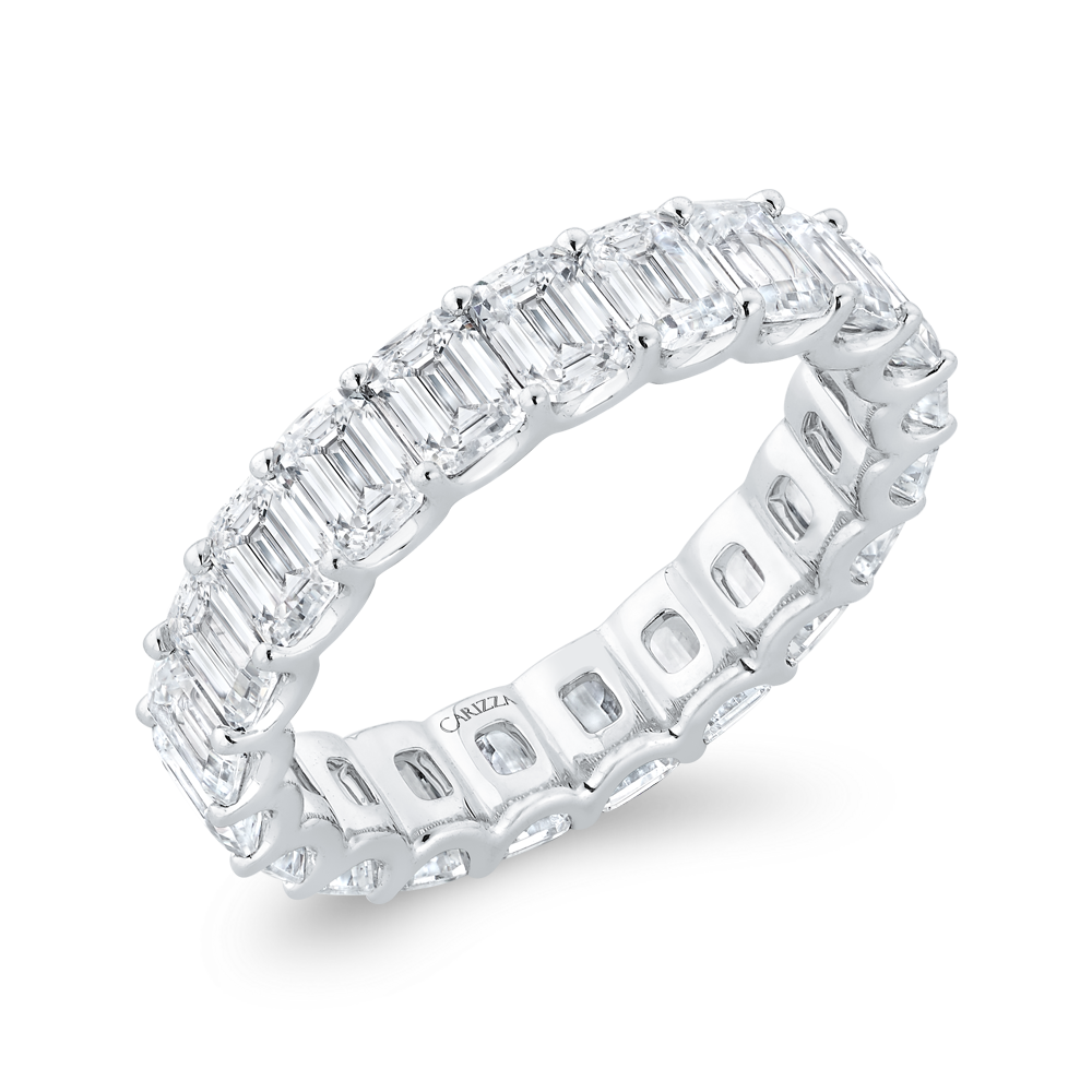 14K White Gold with Emerald Diamond Eternity Ring