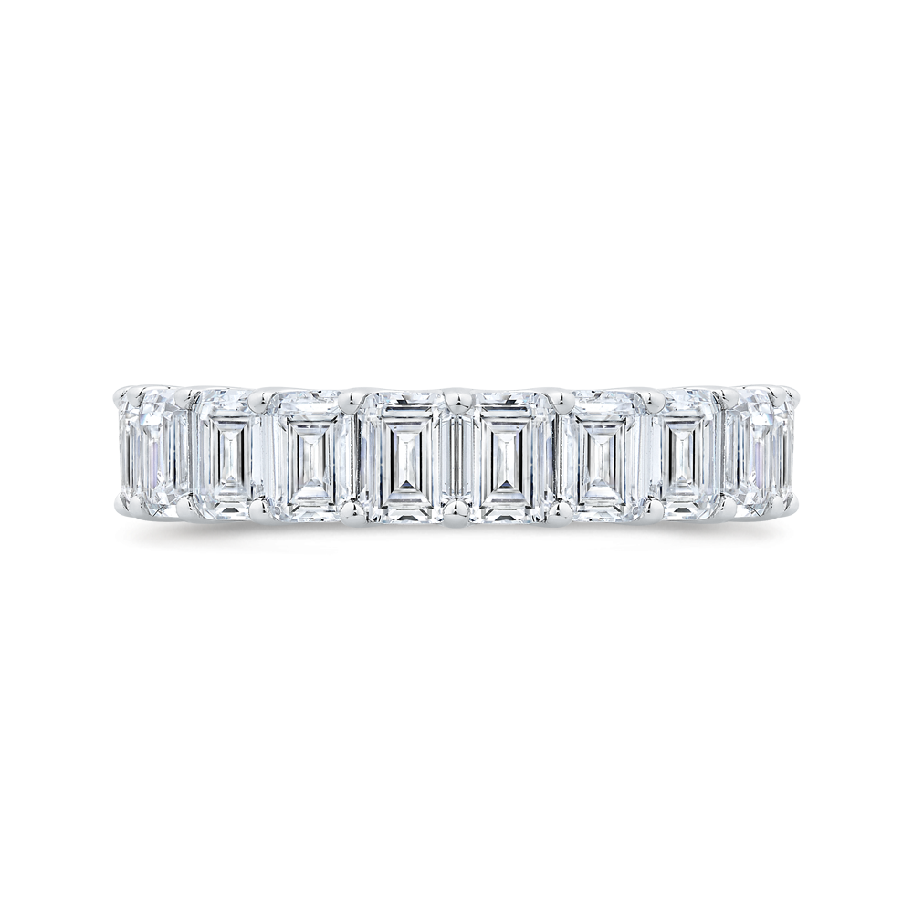 14K White Gold with Emerald Diamond Eternity Ring