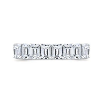 14K White Gold with Emerald Diamond Eternity Ring
