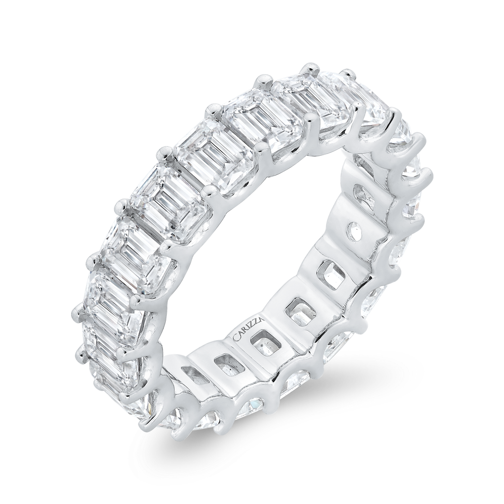 14K White Gold with Emerald Diamond Eternity Ring