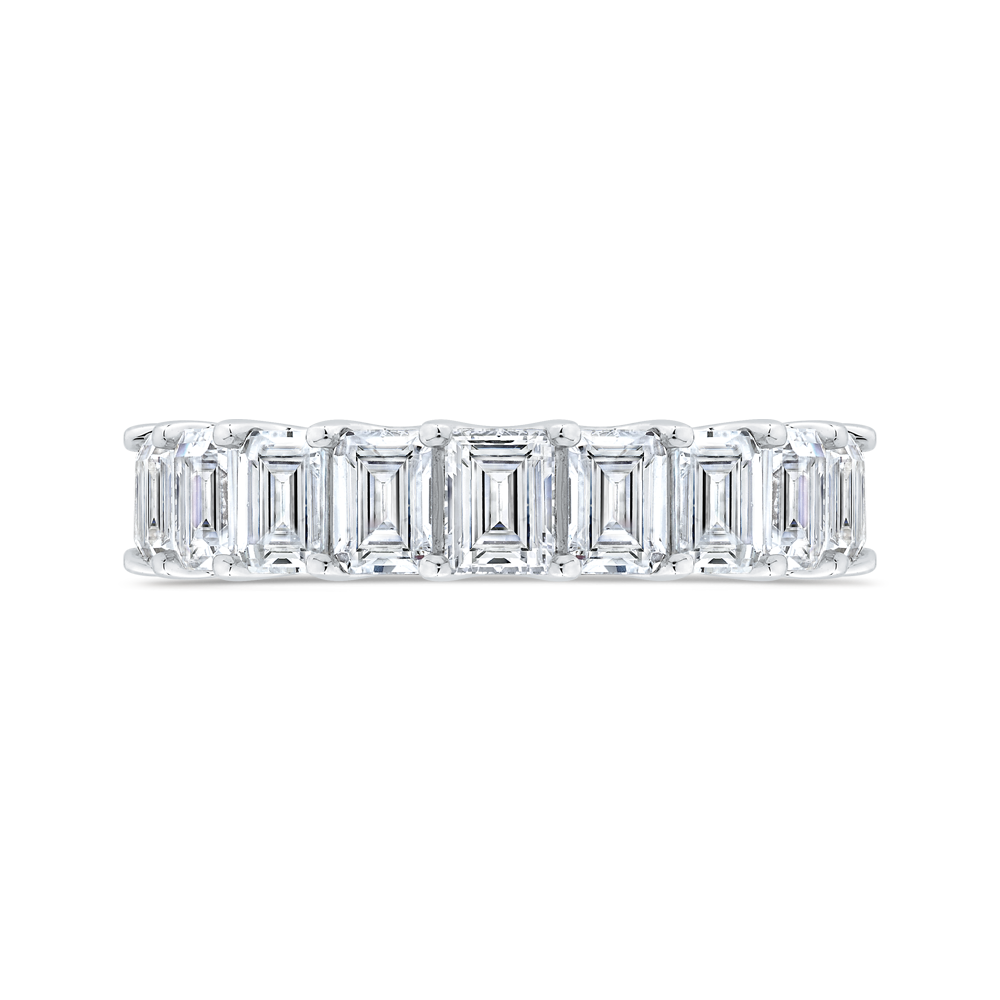14K White Gold with Emerald Diamond Eternity Ring