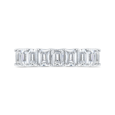 14K White Gold with Emerald Diamond Eternity Ring