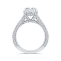 14K White Gold Emerald Cut Diamond Engagement Ring with Split Shank (Semi-Mount)