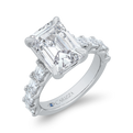 14K White Gold Emerald Cut Diamond Engagement Ring (Semi-Mount)