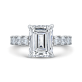 14K White Gold Emerald Cut Diamond Engagement Ring (Semi-Mount)