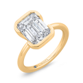 14K Yellow Gold Emerald Cut Diamond Solitaire Engagement Ring (Semi-Mount)