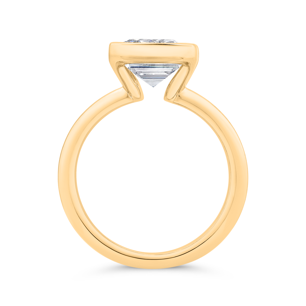 14K Yellow Gold Emerald Cut Diamond Solitaire Engagement Ring (Semi-Mount)