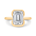 14K Yellow Gold Emerald Cut Diamond Solitaire Engagement Ring (Semi-Mount)