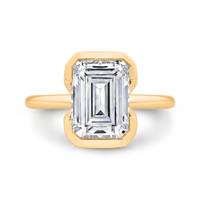 14K Yellow Gold Emerald Cut Diamond Solitaire Engagement Ring (Semi-Mount)