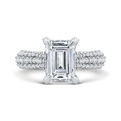 14K White Gold Three Row Emerald Diamond Engagement Ring (Semi-Mount)