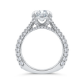 14K White Gold Three Row Emerald Diamond Engagement Ring (Semi-Mount)