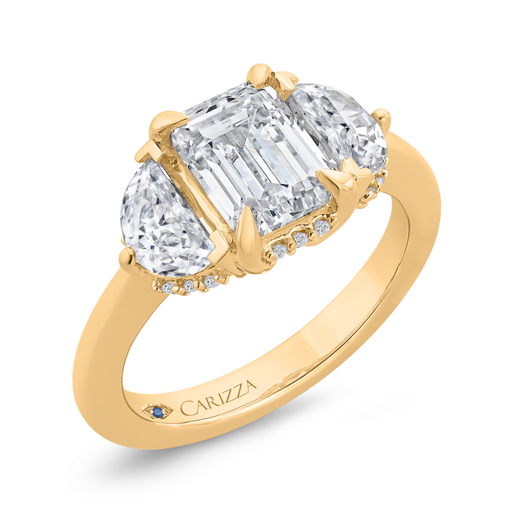 14K Yellow Gold Emerald Cut Diamond Engagement Ring (Semi-Mount)